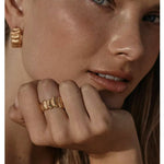 3D Sculpted Seashell Texture Open Statement Ring - floysun