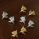 3D Soaring Bird Stud Earrings - Textured Metal with Natural Gemstones - floysun