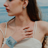 3D Soaring Bird Stud Earrings - Textured Metal with Natural Gemstones - floysun