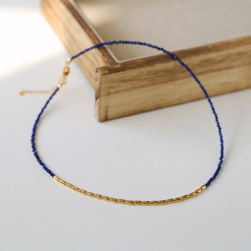 Mini Beaded Asymmetrical Lapis Lazuli Bracelet