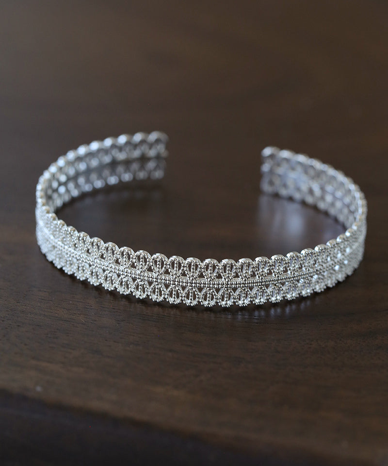 Vintage Palace Lace Filigree Open Cuff  Stackable Bracelet