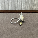 Chinese-Style 925 Silver Camellia Flower Open Ring