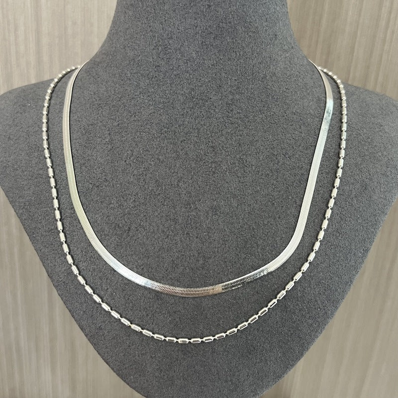Effortless Layers 925 Silver Double Chain Necklace