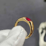 Seamless Wrap Half-Bezel Oval Lab Ruby Ring
