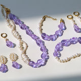 Purple Baroque Glass Single Layle Pearl Necklace