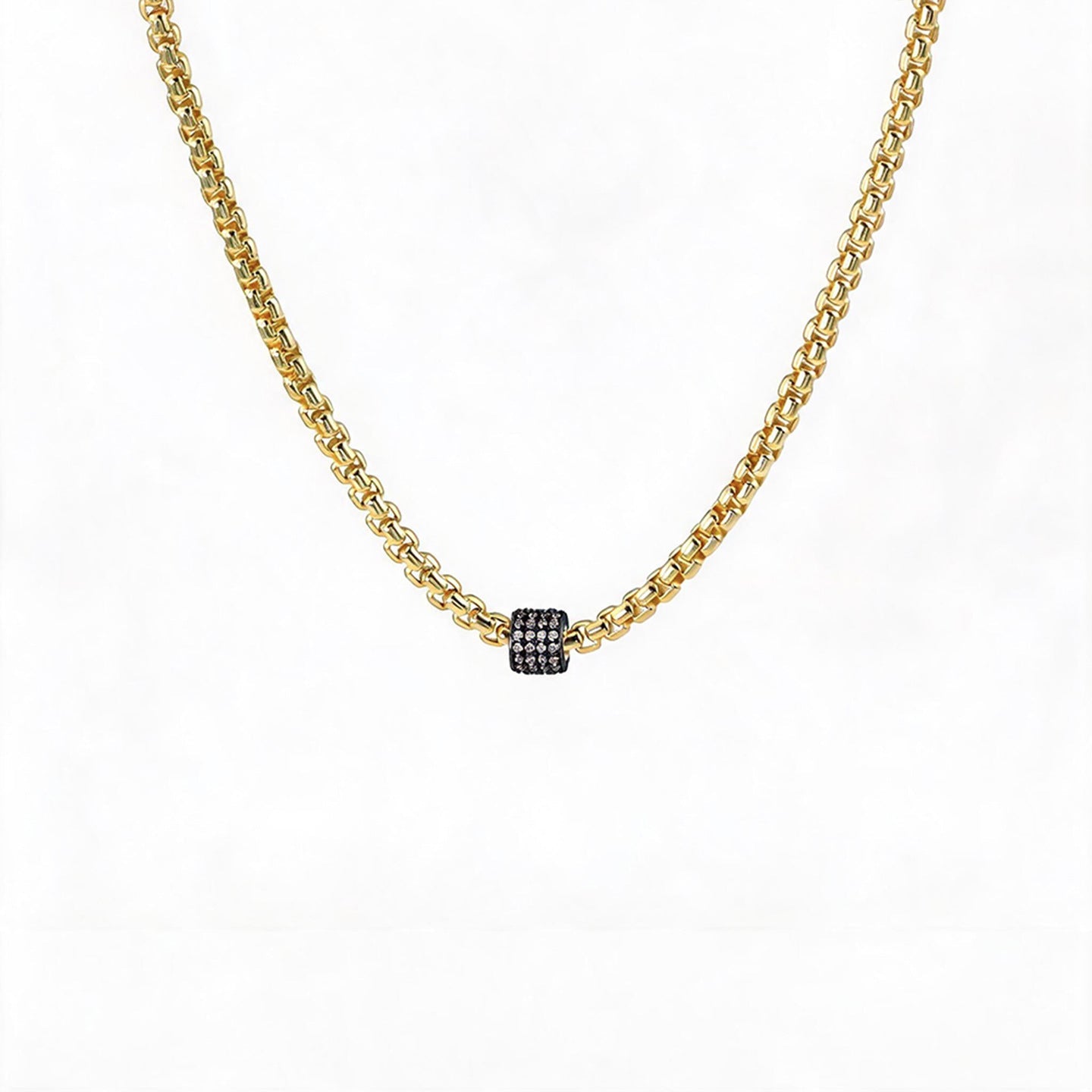 5A CZ Pavé Barrel Link Necklace - floysun