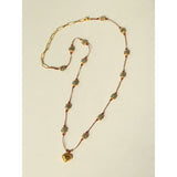 Labradorite and garnet heart pendant cord necklace