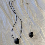 Black Teardrop Pendant Necklace