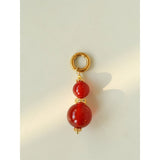 Collier pendentif gourde avec œil de tigre ou agate rouge ajustable