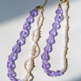 Purple Baroque Glass Single Layle Pearl Necklace