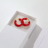 Enamel Glazed Hoops Earrings