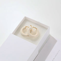 Enamel Glazed Hoops Earrings