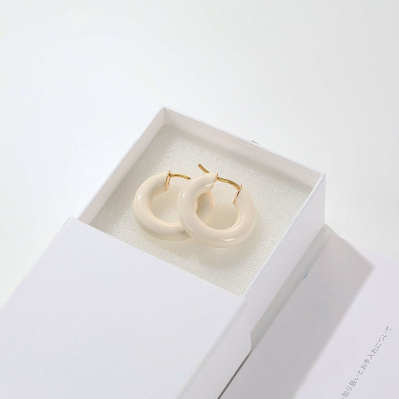 Enamel Glazed Hoops Earrings