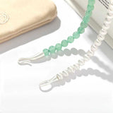 Two-Tone Brushed S925 Silver & Green Aventurine Beaded Necklace