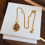 Gold four-leaf clover enamel necklace - full product view