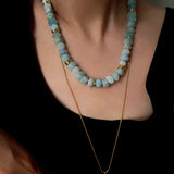 Irregular Raw Aquamarine Beaded Necklace