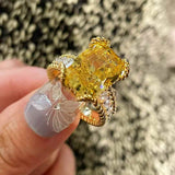 Luxury Twisted Band Cushion Synthetic Yellow Diamond Ring