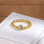 Cubic Zirconia Pavé Barrel Link Band Ring - close-up detail | Floysun