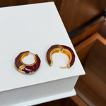 Vintage enamel hoop earrings - interior and clasp detail