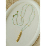 Hand‑Strung Micro‑Bead Hammered Bar Pendant Long Necklace