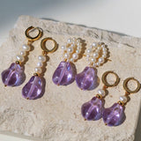 Purple Baroque Glazed Pearl Earrings