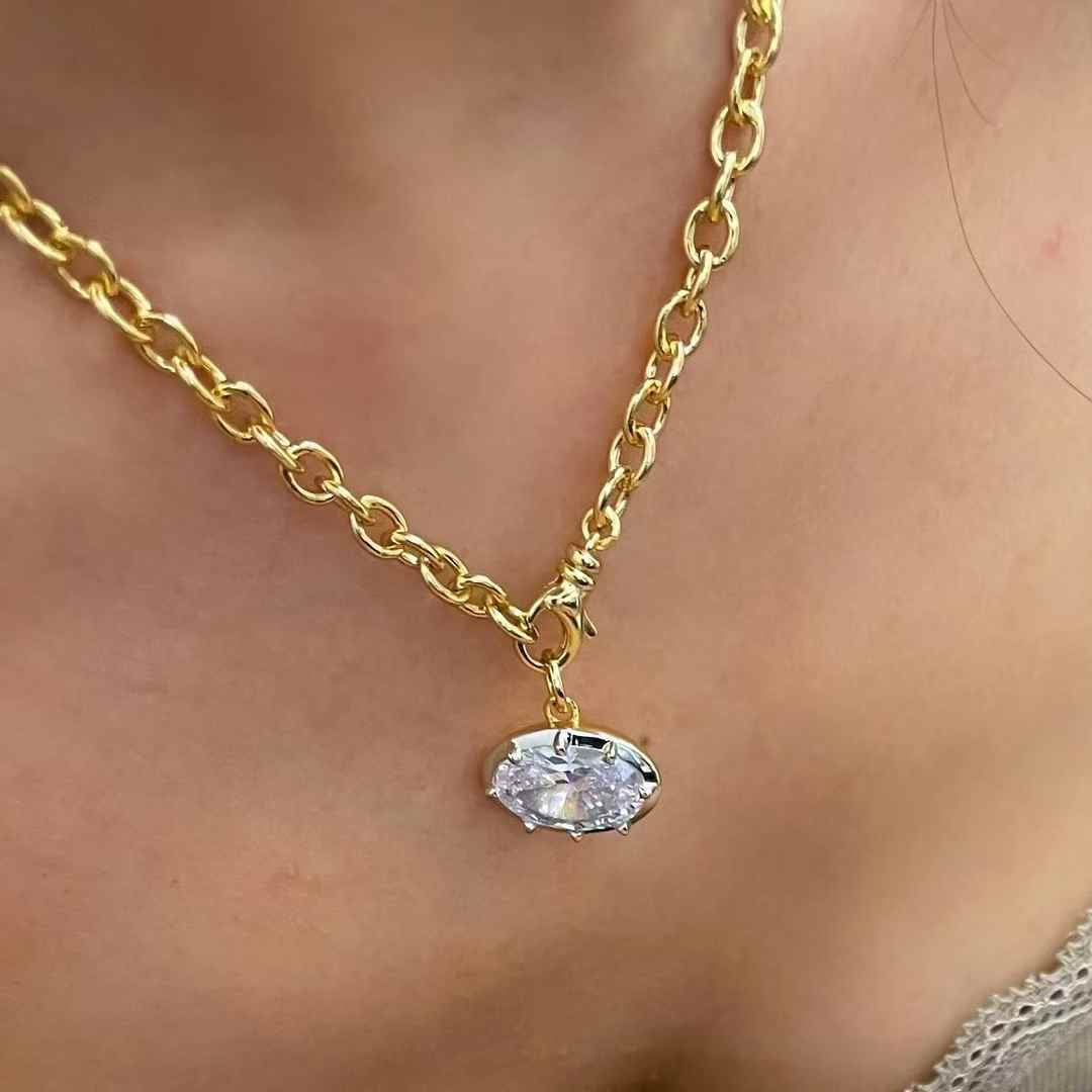 8ct Oversized Oval Solitaire Pendant Only - floysun