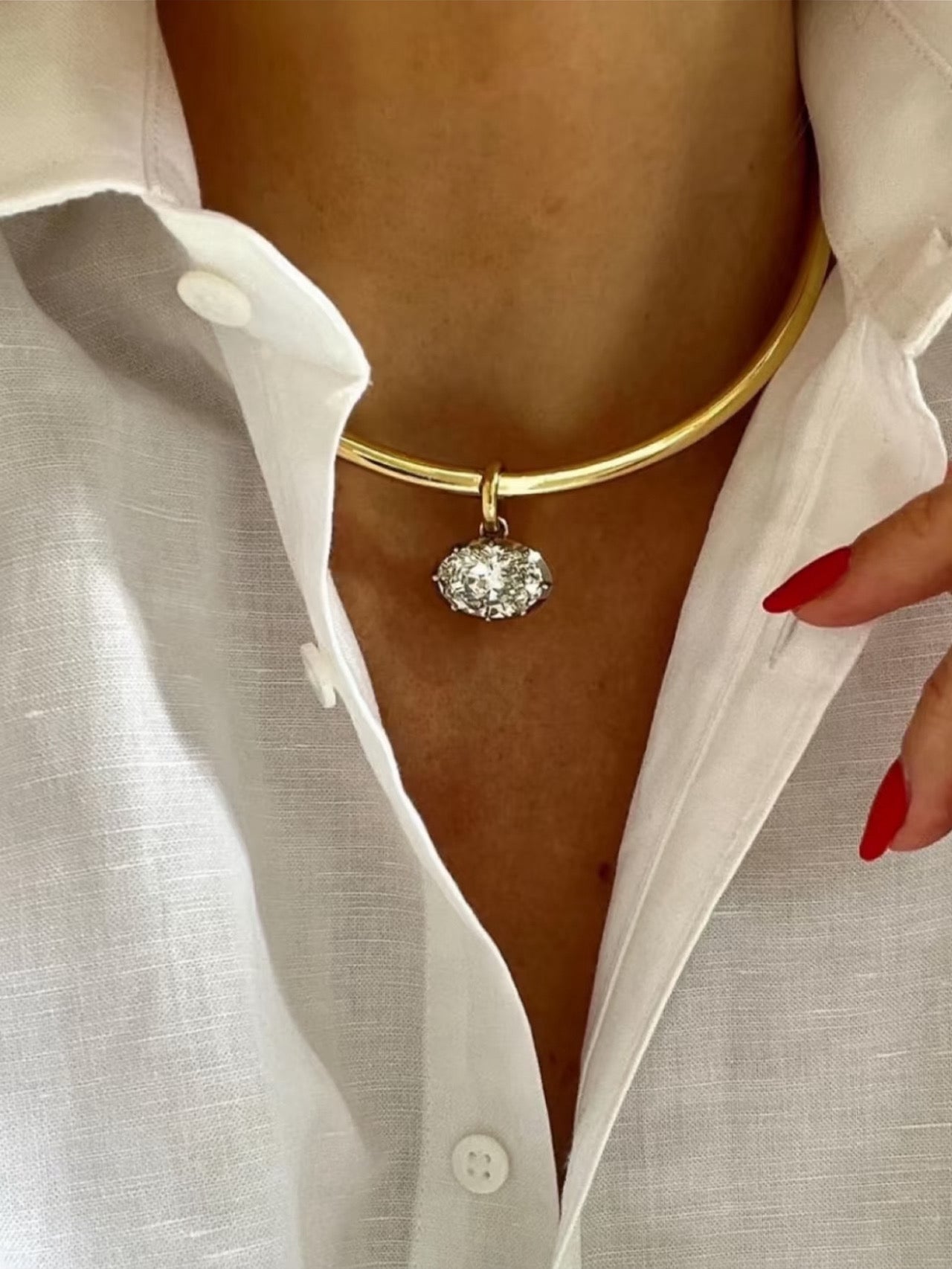 8ct Oversized Oval Solitaire Pendant - floysun