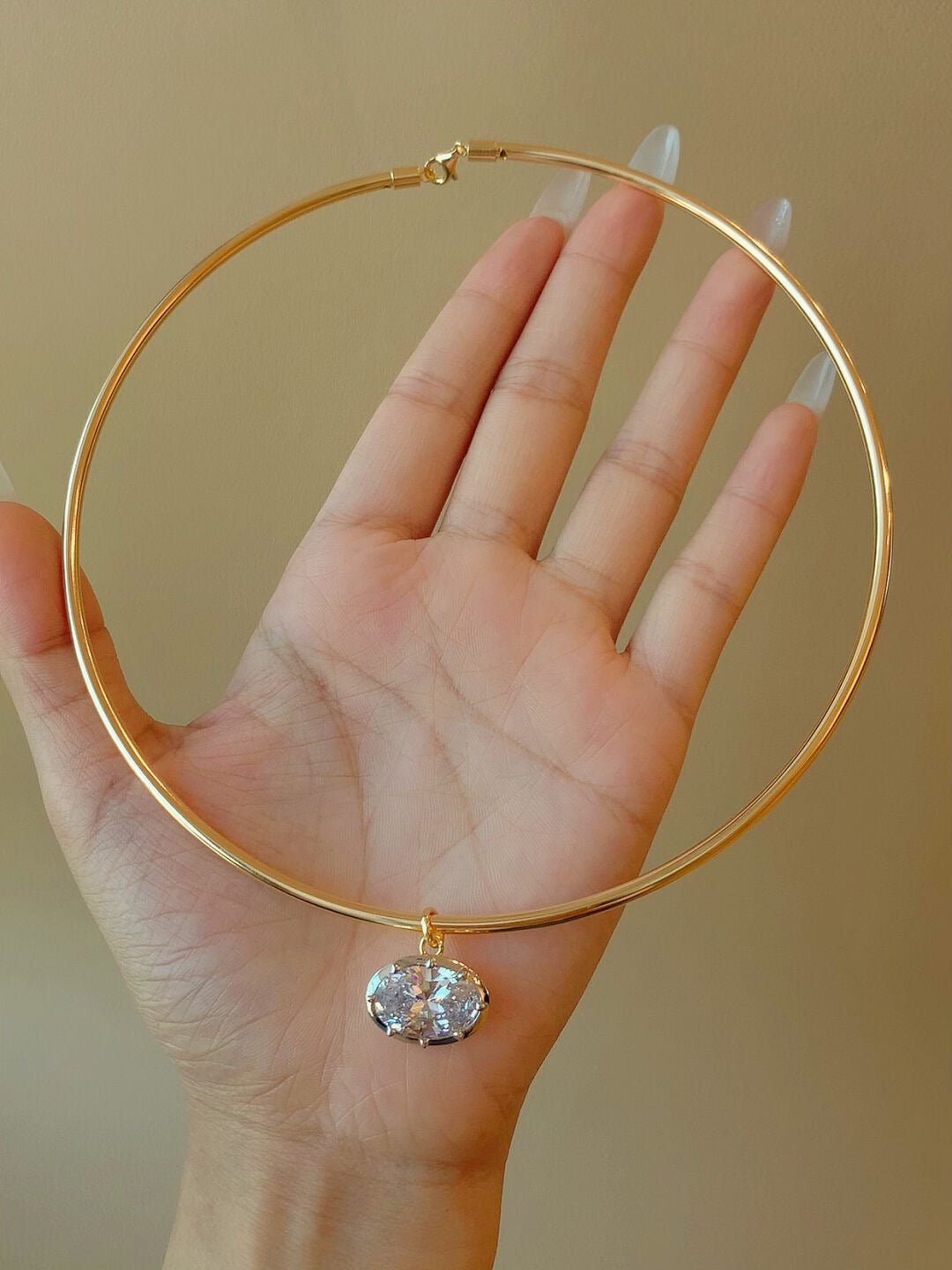 8ct Oversized Oval Solitaire Pendant - floysun