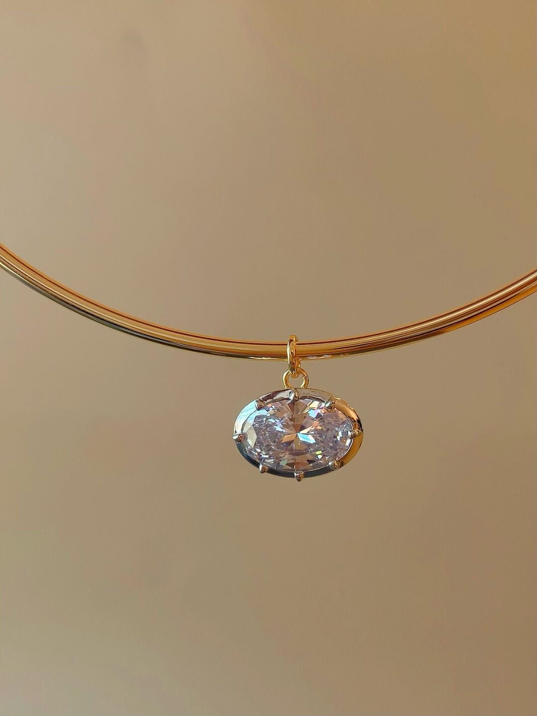 8ct Oversized Oval Solitaire Pendant - floysun