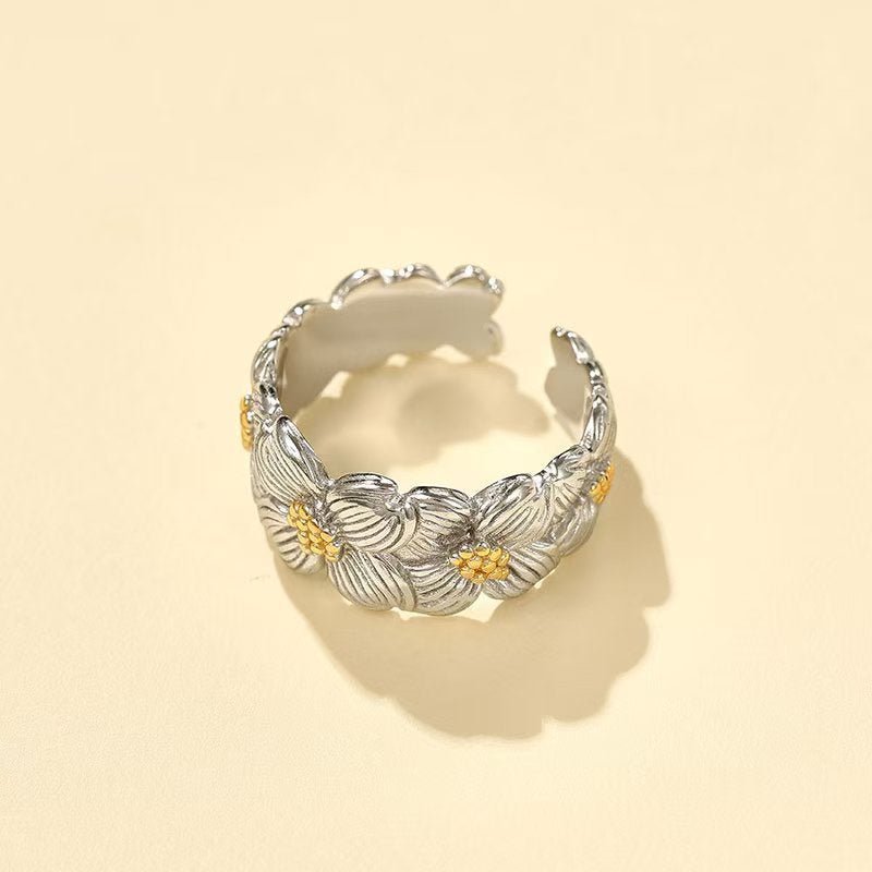 925 Silver Dogwood Flower Ring - floysun