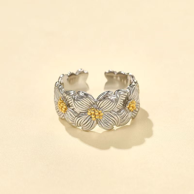 925 Silver Dogwood Flower Ring - floysun