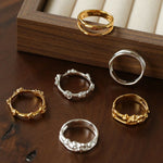 925 Silver Double Flower Ring Stacking Rings - floysun