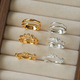 925 Silver Double Flower Ring Stacking Rings - floysun