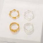 925 Silver Double Flower Ring Stacking Rings - floysun