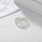 925 Silver Double Flower Ring Stacking Rings - floysun