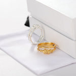 925 Silver Double Flower Ring Stacking Rings - floysun