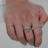 925 Silver Double Flower Ring Stacking Rings - floysun