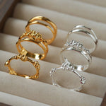925 Silver Double Flower Ring Stacking Rings - floysun