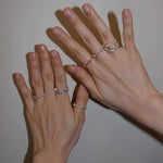 925 Silver Double Flower Ring Stacking Rings - floysun