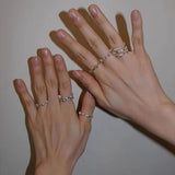 925 Silver Double Flower Ring Stacking Rings - floysun