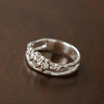 925 Silver Double Flower Ring Stacking Rings - floysun