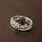 925 Silver Double Flower Ring Stacking Rings - floysun