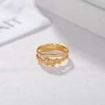 925 Silver Double Flower Ring Stacking Rings - floysun