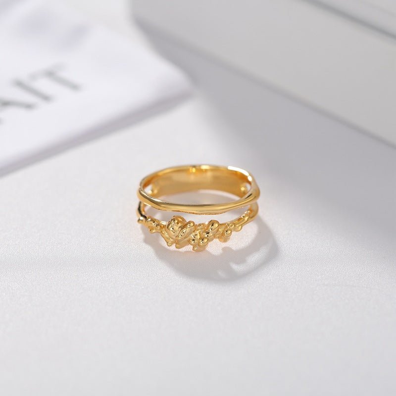 925 Silver Double Flower Ring Stacking Rings - floysun