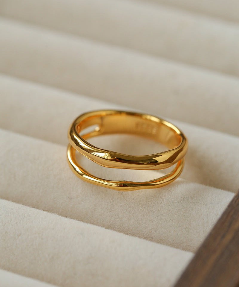 925 Silver Double Line Ring - floysun