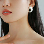 925 Silver Frosted Moon Bud Simple Stud Earrings - floysun