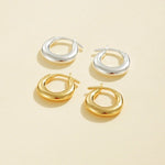 925 Silver Gold Hoop Earrings - floysun