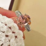 925 Silver Gold Plated Four Prong Oval Pink Morganite Solitaire Ring - floysun