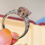 925 Silver Gold Plated Four Prong Oval Pink Morganite Solitaire Ring - floysun