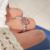 925 Silver Gold Plated Four Prong Oval Pink Morganite Solitaire Ring - floysun